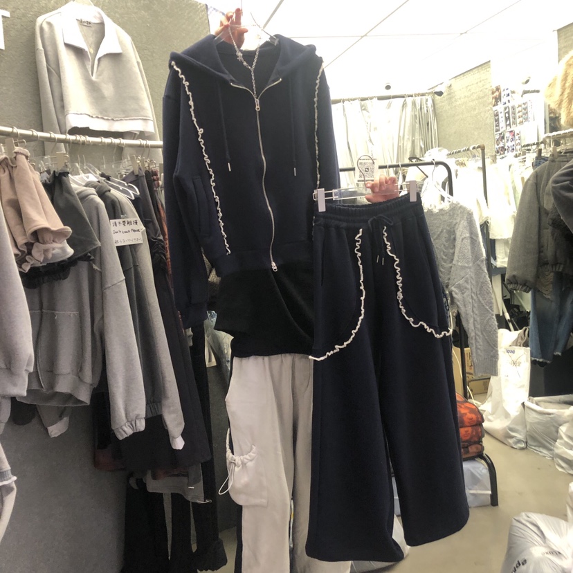 EXIT韓國直郵東大門代購女裝新品休閑人氣真品時尚套裝拉絨EXIT套裝圖色1