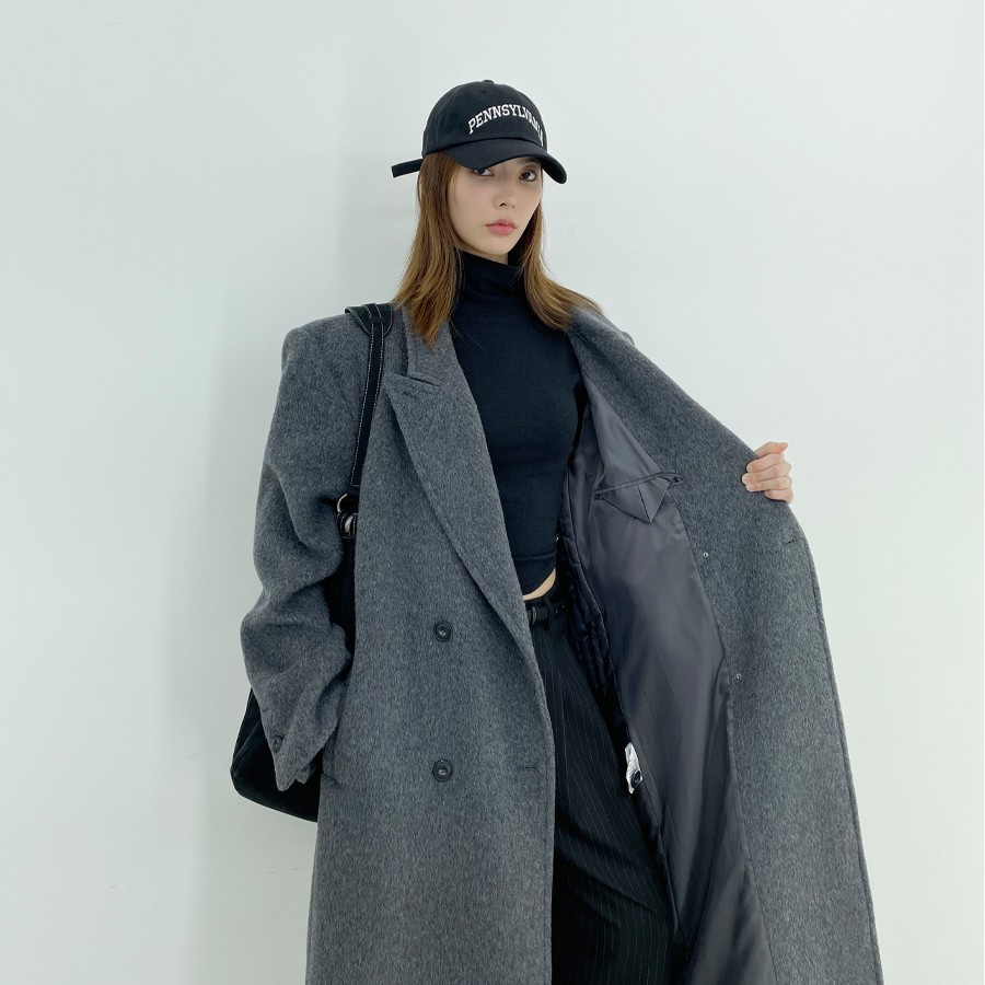 D2/A2韓國直郵女裝新品真品時尚人氣24秋冬中長款大衣羊駝毛D2/A2中長款大衣