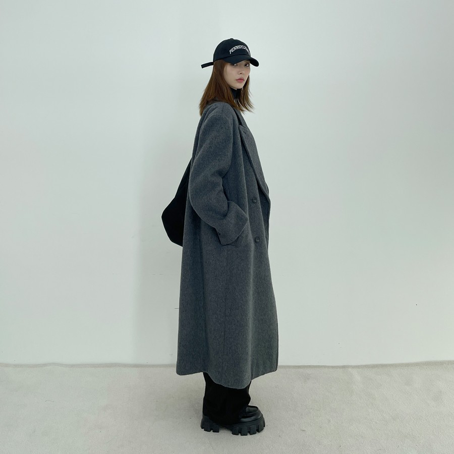 D2/A2韓國直郵女裝新品真品時尚人氣24秋冬中長款大衣羊駝毛D2/A2中長款大衣