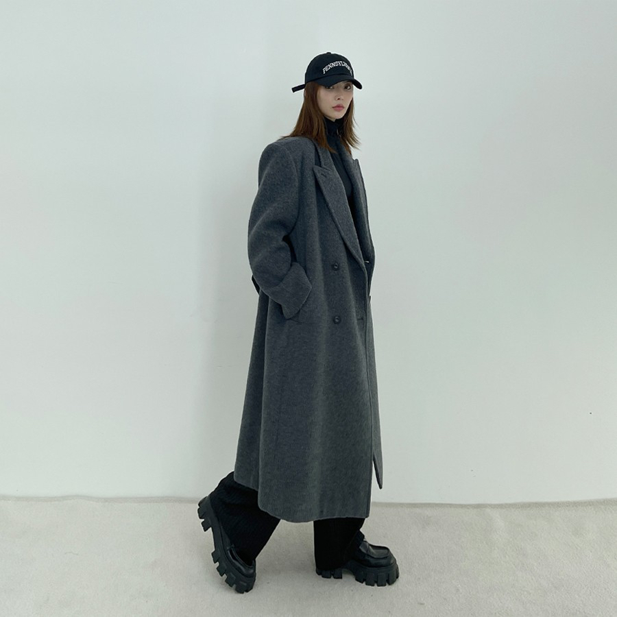 D2/A2韓國直郵女裝新品真品時尚人氣24秋冬中長款大衣羊駝毛D2/A2中長款大衣