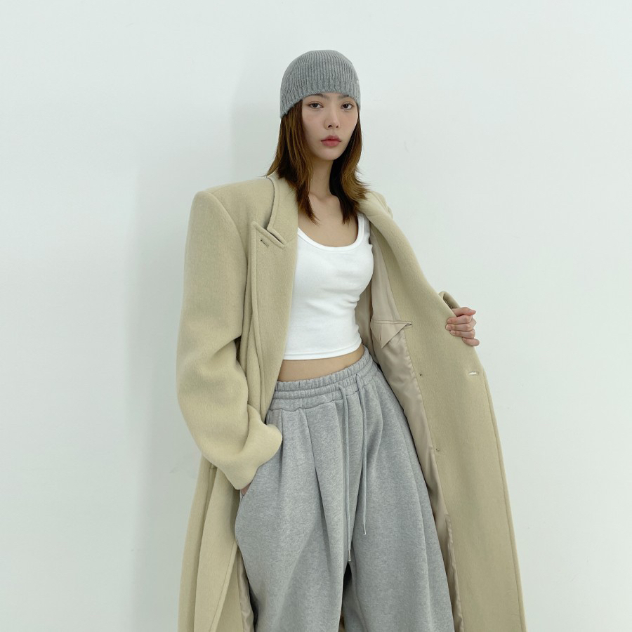 D2/A2韓國直郵女裝新品真品時尚人氣24秋冬中長款大衣羊駝毛D2/A2中長款大衣