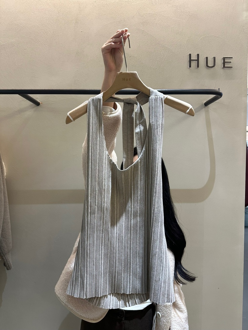 HUE直郵韓國代購女裝新品時尚推薦真品人氣熱賣吊帶背心百褶ERIA/HUE吊帶/背心