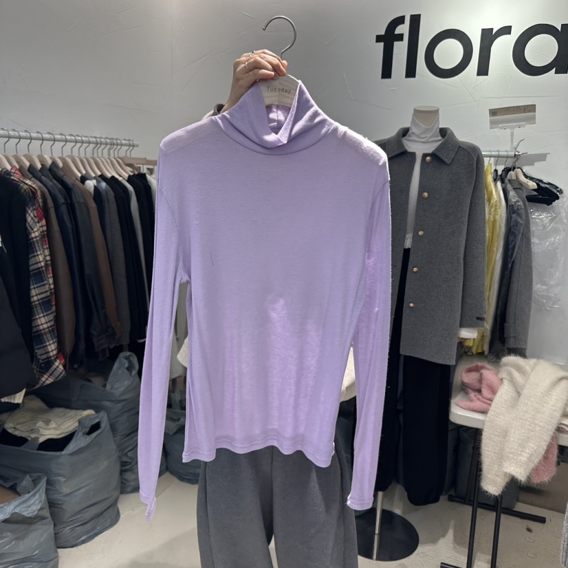 floral韓國直郵東大門實拍女裝新款休閑推薦24秋冬長袖T恤天絲FLORAL長袖T恤圖色3