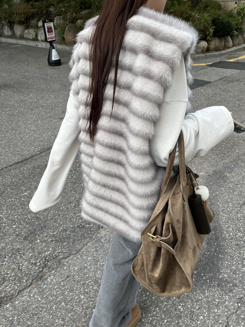 EGG IS韓國直郵東大門實拍女裝新款24秋冬真品人氣馬甲水貂EGG IS馬甲