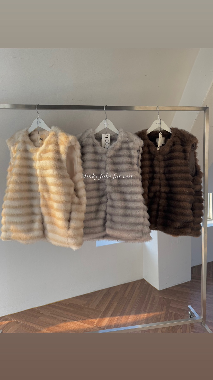 EGG IS韓國直郵東大門實拍女裝新款24秋冬真品人氣馬甲水貂EGG IS馬甲