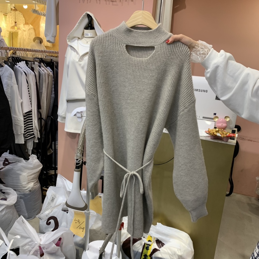 MARILYN韓國直郵東大門實拍女裝新款24秋冬真品連衣裙腰帶MARILYN連衣裙圖色2