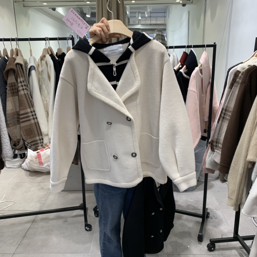 DREAM GIRIS/HOT PLACE韓國直郵女裝新款推薦短款大衣水貂短款連帽DREAM GIRIS/HOT PLACE_ISSUE短款大衣圖色2