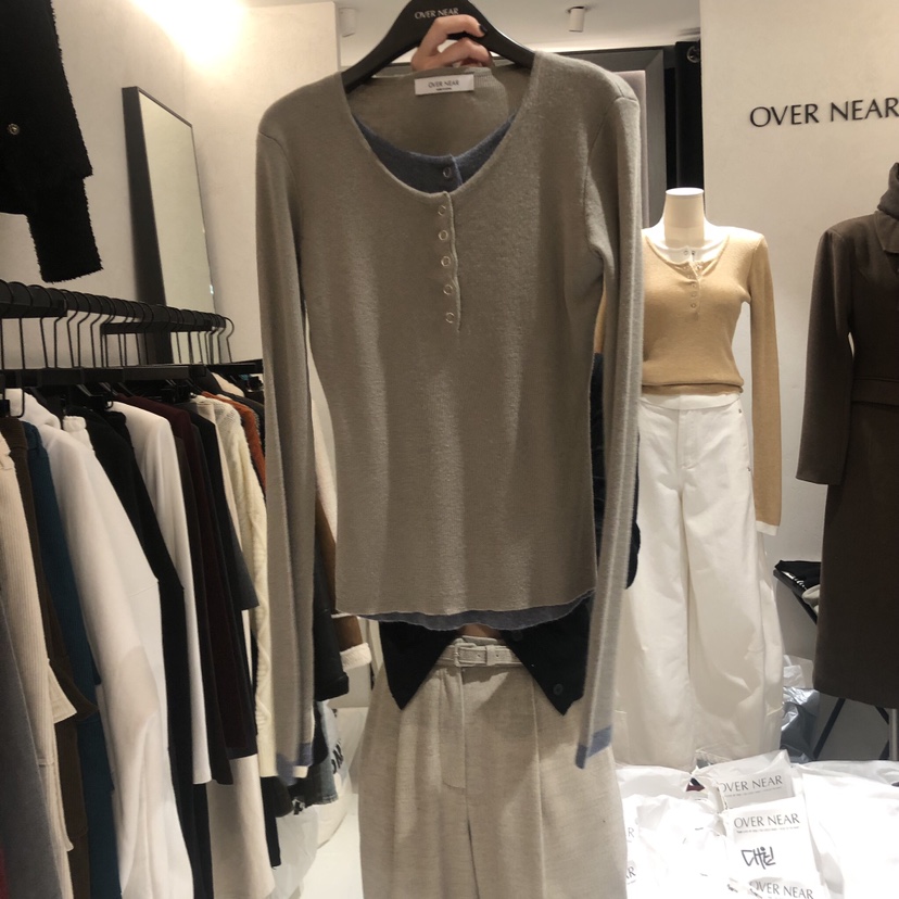 NAME VALUE韓國直郵東大門代購女裝新款職業休閑熱賣長袖T恤OVER NEAR長袖T恤圖色2