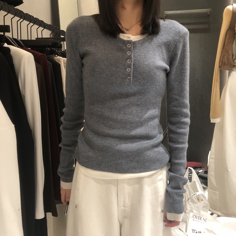 NAME VALUE韓國直郵東大門代購女裝新款職業休閑熱賣長袖T恤OVER NEAR長袖T恤圖色3