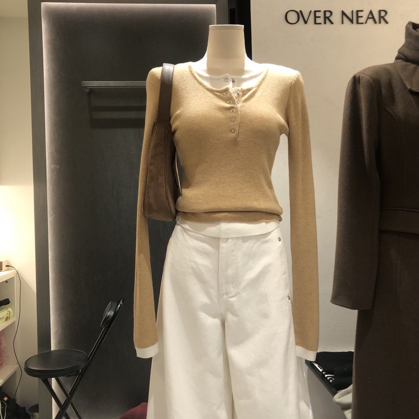 NAME VALUE韓國直郵東大門代購女裝新款職業休閑熱賣長袖T恤OVER NEAR長袖T恤圖色4