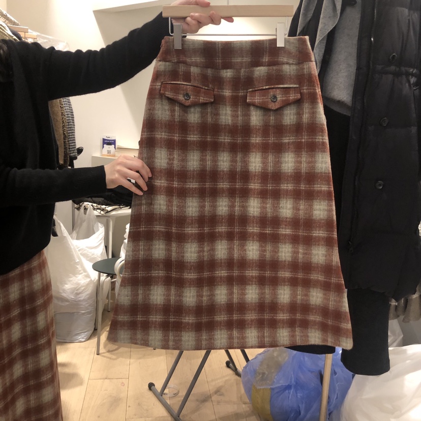 MARANT直郵韓國代購女裝新品時尚24秋冬半身裙中短裙羊毛格紋MARANT半身裙/中短裙