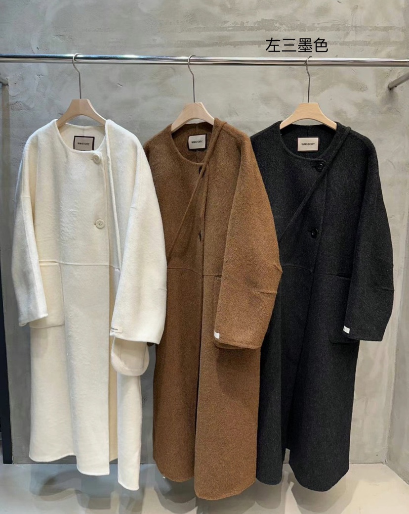 SIMPLE PARK/WMSTORY直郵韓國代購女裝新款休閑中長款大衣SIMPLE PARK/WMSTORY中長款大衣圖色3左三色