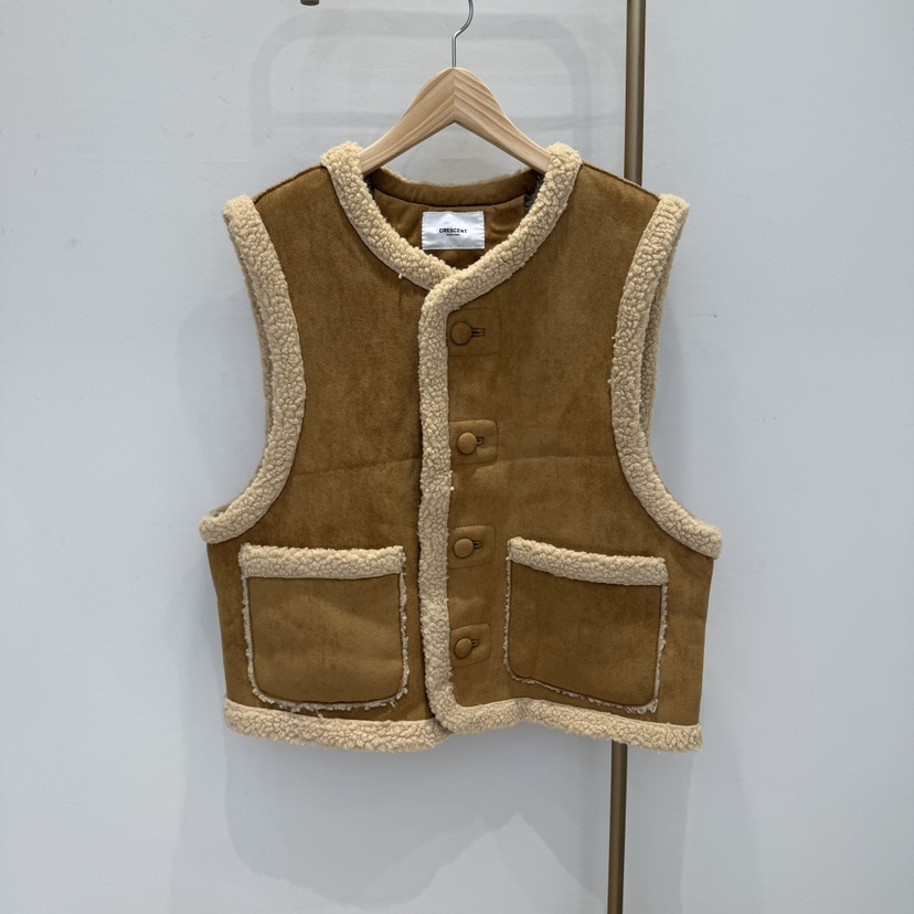 空韓國直郵女裝新款休閑職業24秋冬人氣推薦熱賣馬甲麂皮CRESCENT-男裝馬甲圖色1