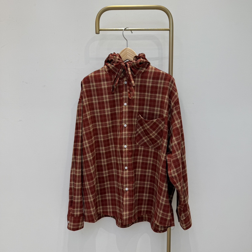 空韓國直郵東大門實拍女裝新款真品人氣襯衫蕾絲衫格紋連帽CRESCENT-男裝襯衫/蕾絲衫圖色1