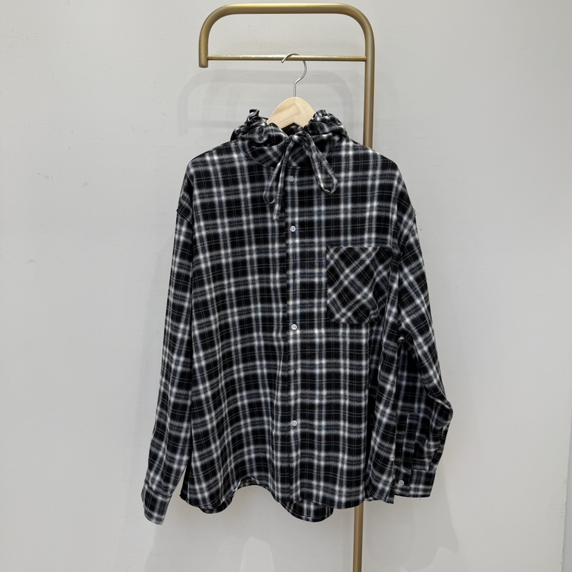 空韓國直郵東大門實拍女裝新款真品人氣襯衫蕾絲衫格紋連帽CRESCENT-男裝襯衫/蕾絲衫圖色3