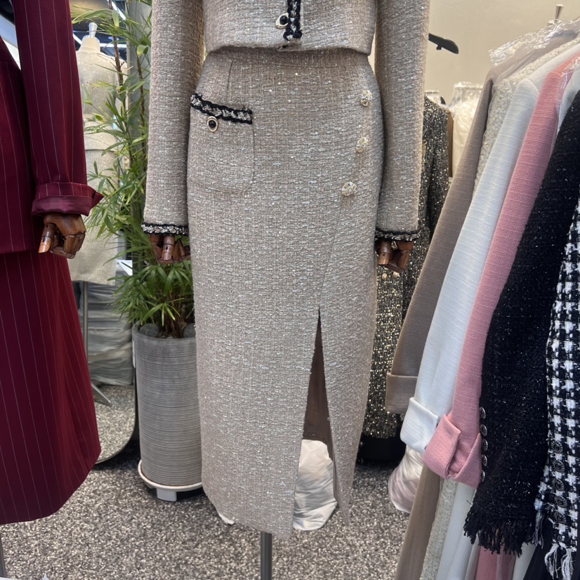 RIJINA韓國直郵東大門實拍女裝新品24秋冬熱賣真品長裙花呢RIJINA長裙