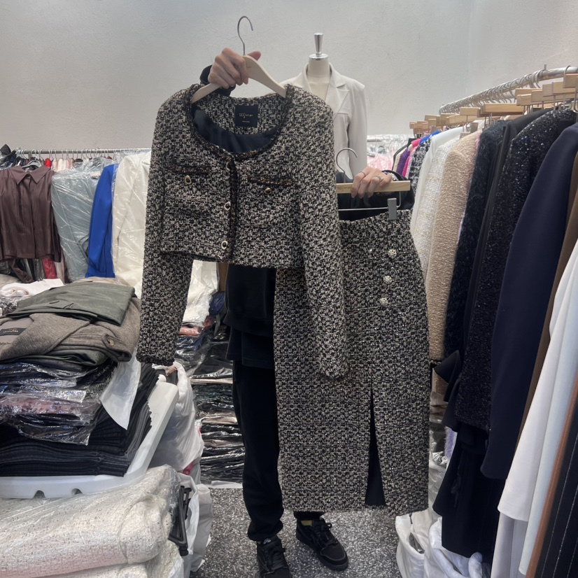RIJINA韓國直郵東大門實拍女裝新品24秋冬熱賣真品長裙花呢RIJINA長裙