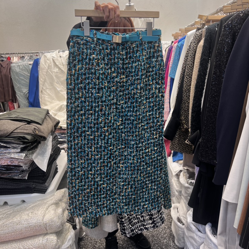 RIJINA韓國直郵東大門代購女裝新品熱賣半身裙中短裙包含腰帶花呢RIJINA半身裙/中短裙圖色2