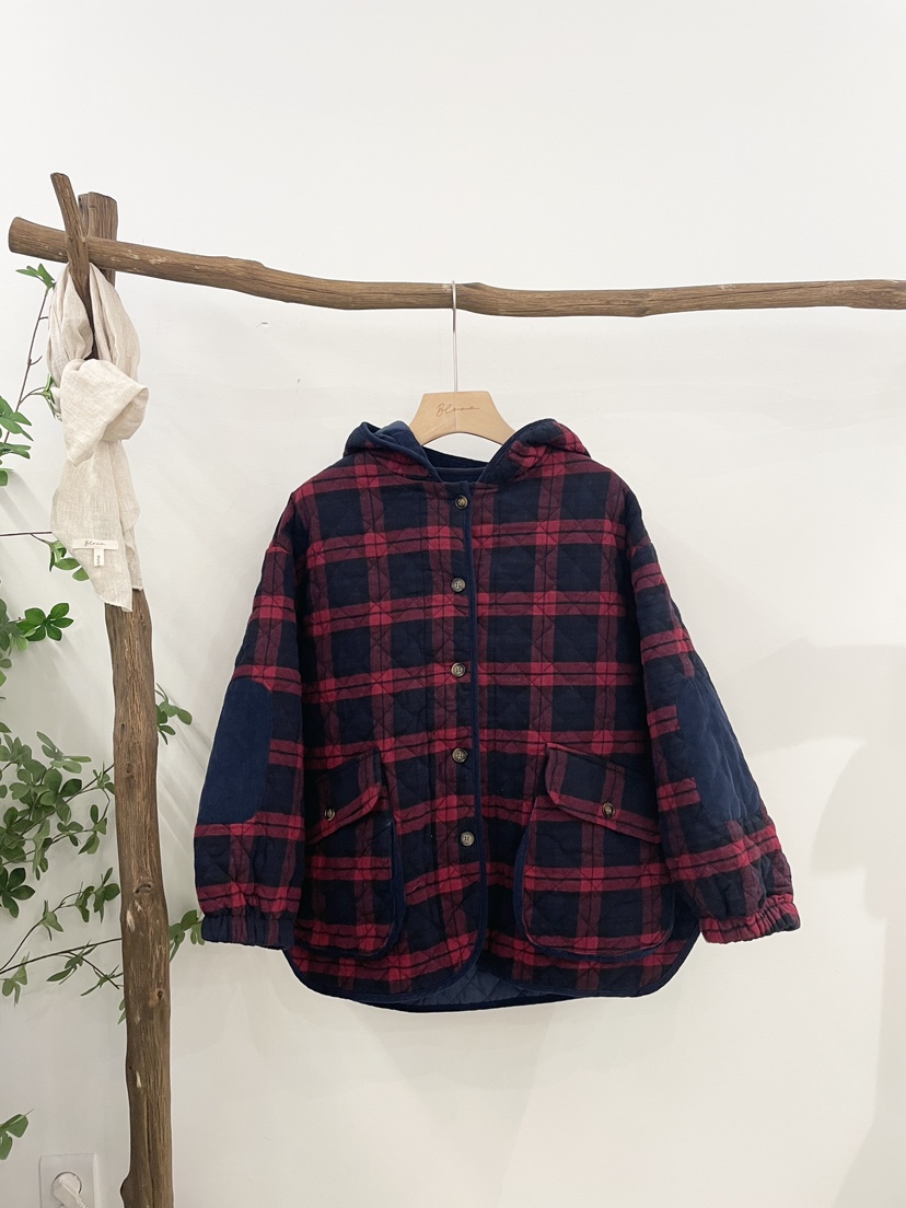 BLOOM東大門直郵女裝新品人氣職業時尚24秋夏夾克格紋連帽BLOOM-S夾克