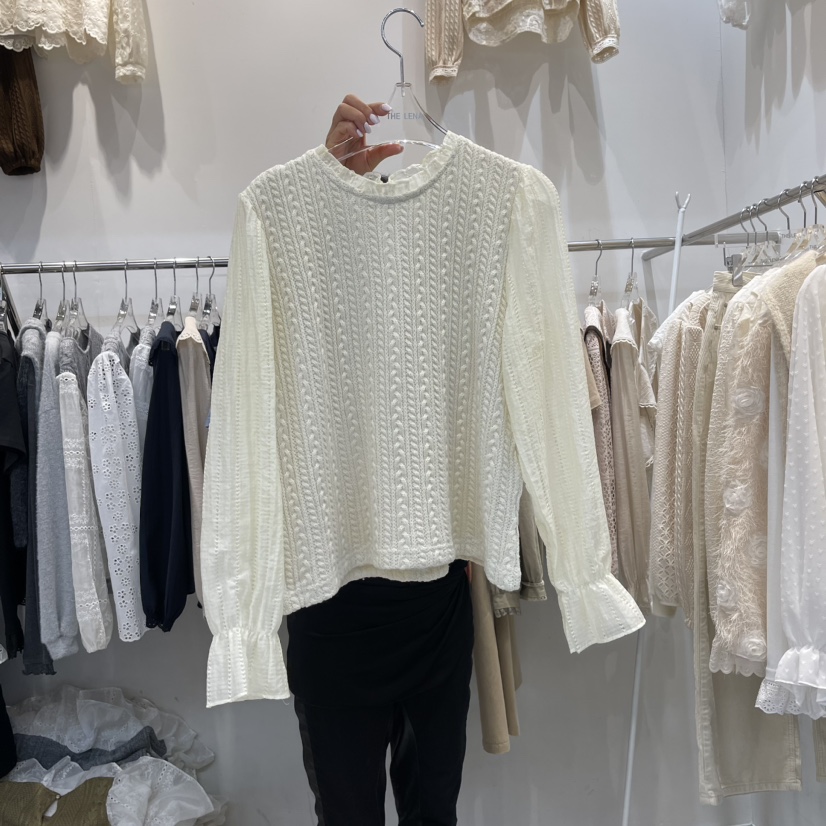 THE LENA韓國代購女裝新品時尚24秋夏人氣休閑襯衫蕾絲衫NWEOL襯衫/蕾絲衫圖色1