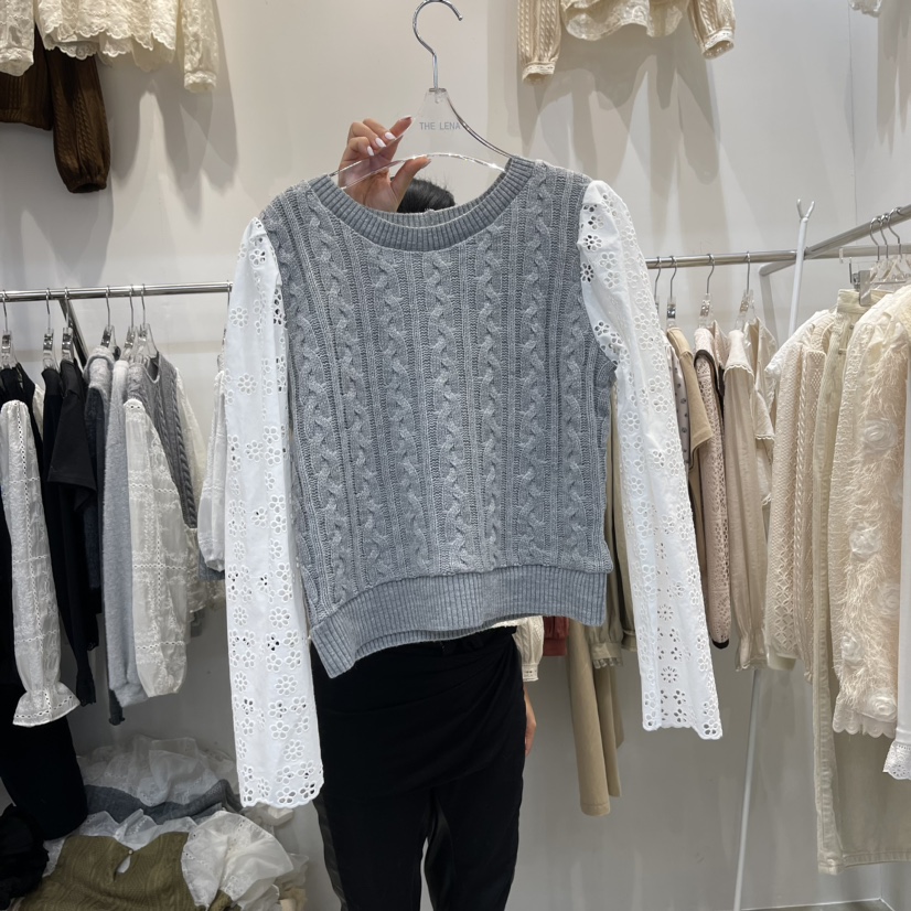 THE LENA韓國代購女裝新品人氣熱賣真品推薦24秋夏襯衫蕾絲衫NWEOL襯衫/蕾絲衫圖色1