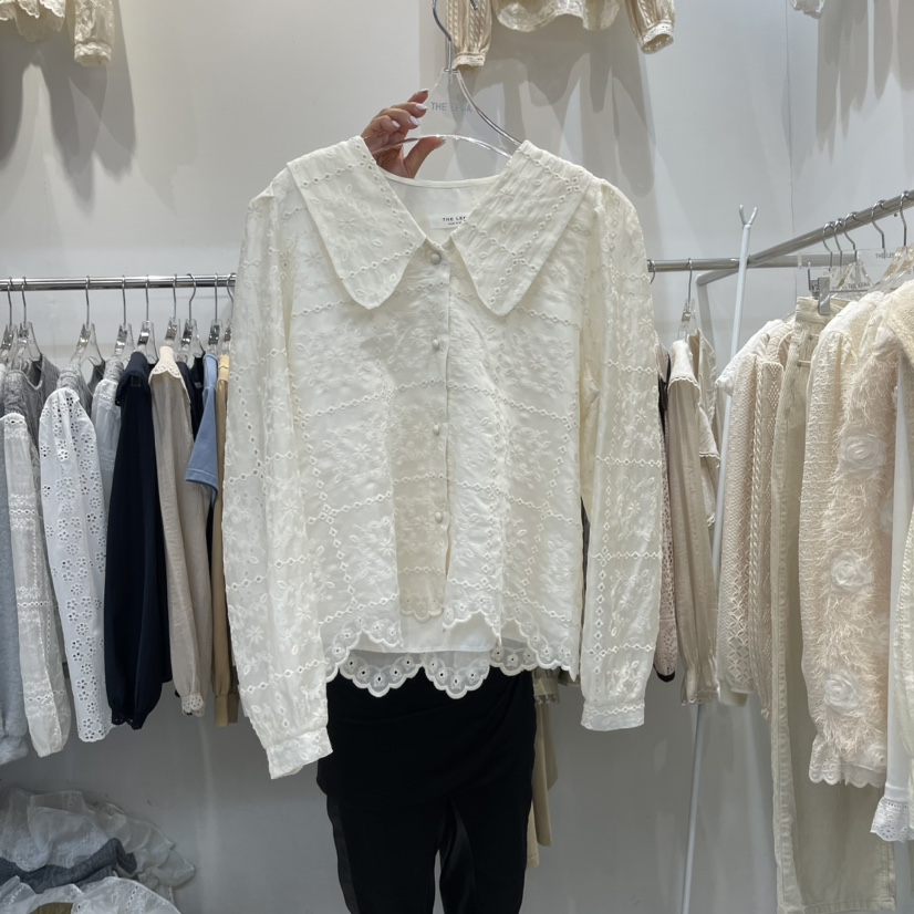 THE LENA韓國直郵女士新品職業24秋夏熱賣時尚襯衫蕾絲衫NWEOL襯衫/蕾絲衫圖色1