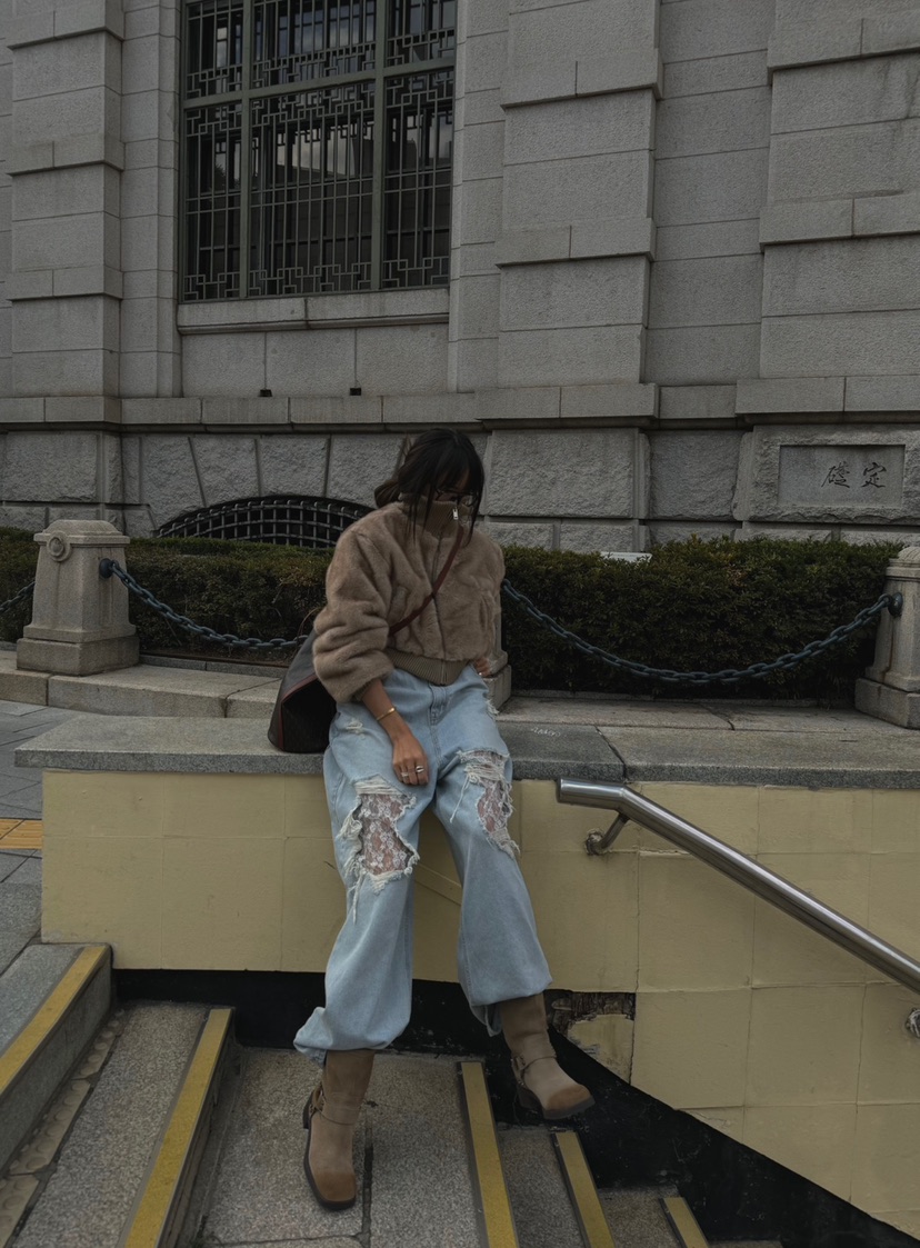 ABBEYLEE韓國直郵東大門實拍女裝新品熱賣職業短款大衣水貂ABBEYLEE短款大衣