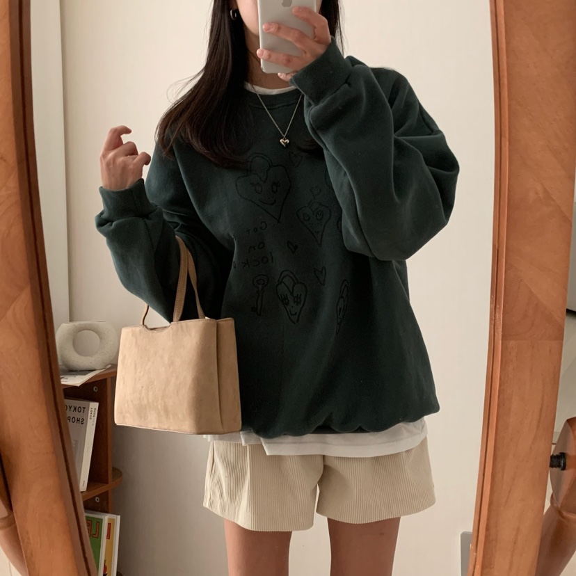 FROMJINI韓國直郵女裝新品熱賣時尚24秋冬人氣休閑衛衣拉絲FROMJINI衛衣
