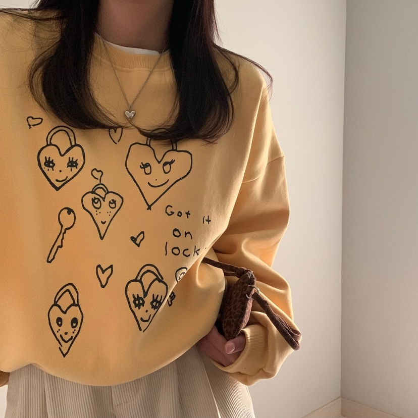 FROMJINI韓國直郵女裝新品熱賣時尚24秋冬人氣休閑衛衣拉絲FROMJINI衛衣