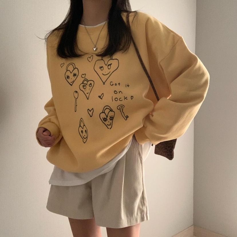 FROMJINI韓國直郵女裝新品熱賣時尚24秋冬人氣休閑衛衣拉絲FROMJINI衛衣