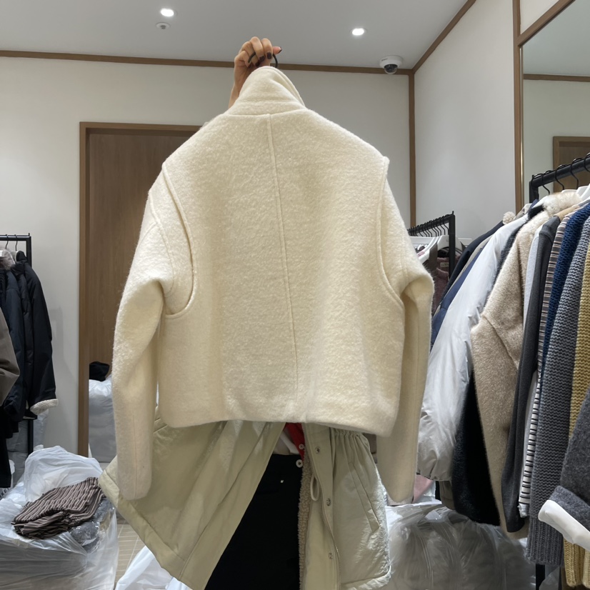 LOFN東大門代購女裝新品真品職業24秋夏時尚人氣短款大衣羊毛LOFN短款大衣