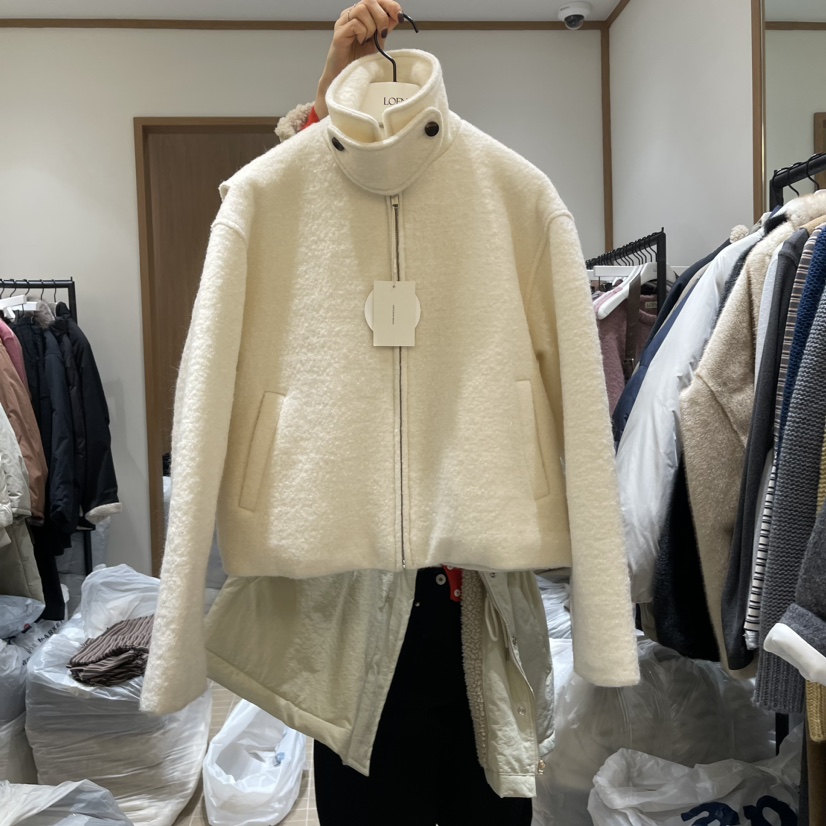 LOFN東大門代購女裝新品真品職業24秋夏時尚人氣短款大衣羊毛LOFN短款大衣圖色1