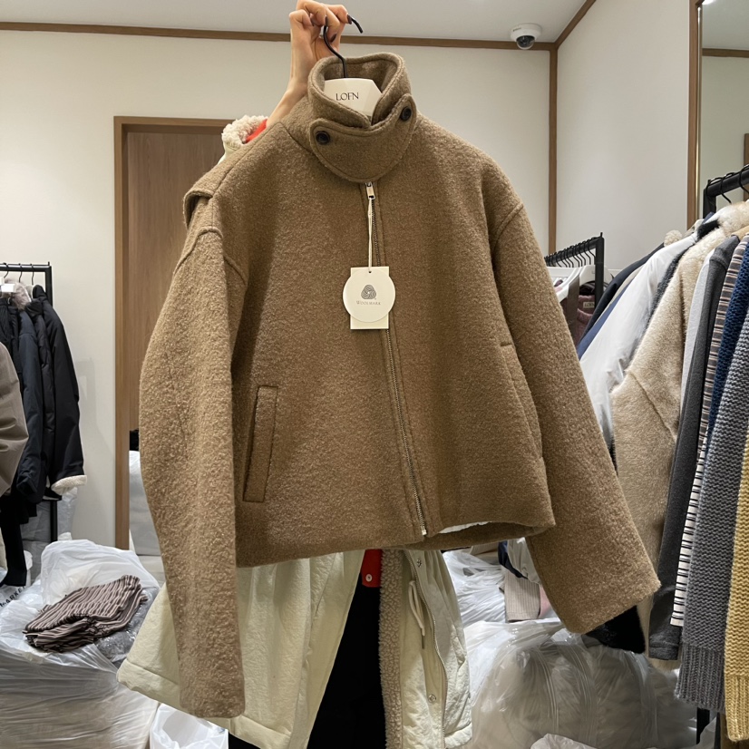 LOFN東大門代購女裝新品真品職業24秋夏時尚人氣短款大衣羊毛LOFN短款大衣圖色3