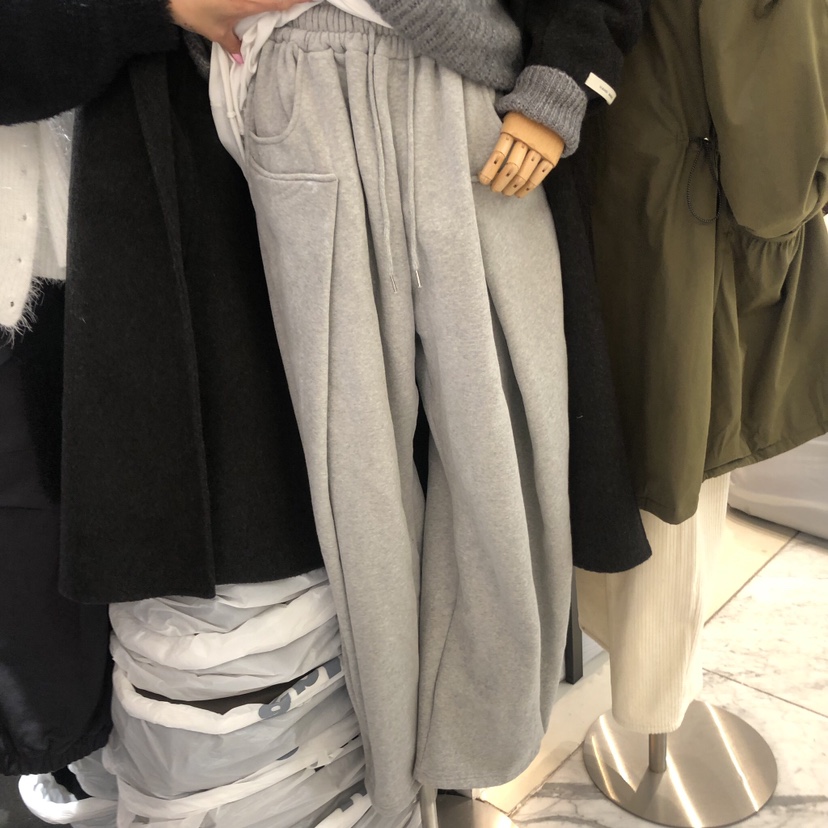 OUR MINUTE東大門代購女裝新品職業熱賣推薦休閑褲加絨百褶RUMBA休閑褲圖色1