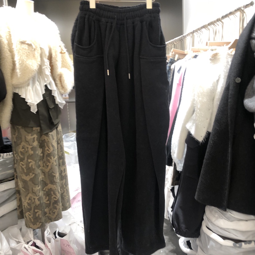 OUR MINUTE東大門代購女裝新品職業熱賣推薦休閑褲加絨百褶RUMBA休閑褲圖色2