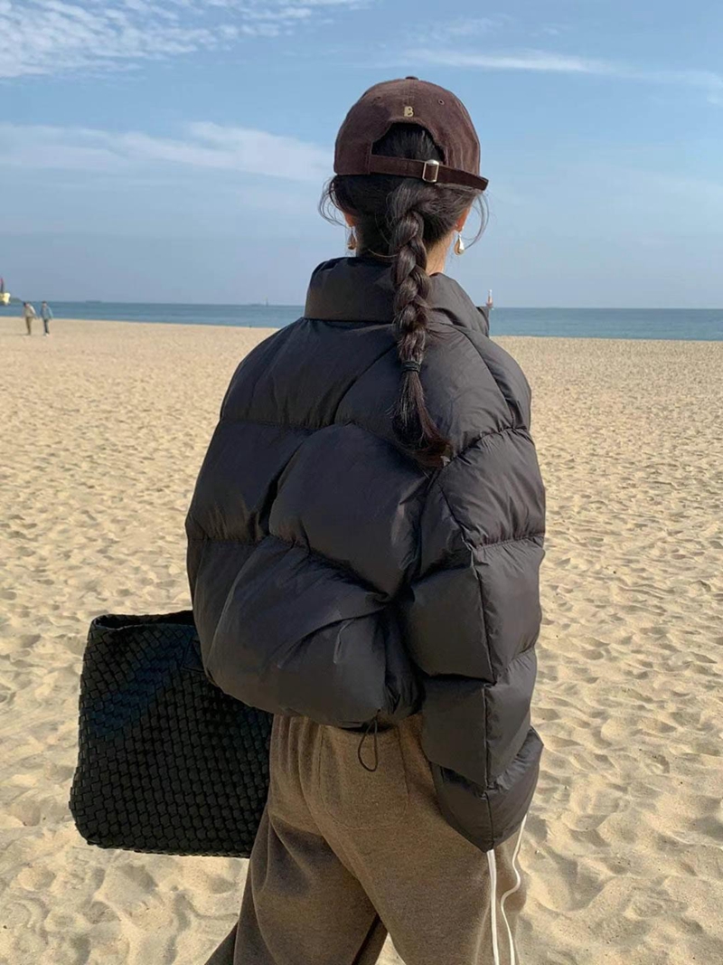 AREING韓國代購女裝新品24秋夏推薦時尚休閑熱賣短款棉服填充AREING短款棉服