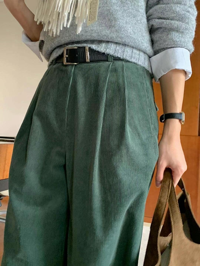 AREING韓國代購女裝新款人氣職業熱賣休閑褲不含腰帶燈芯絨AREING休閑褲