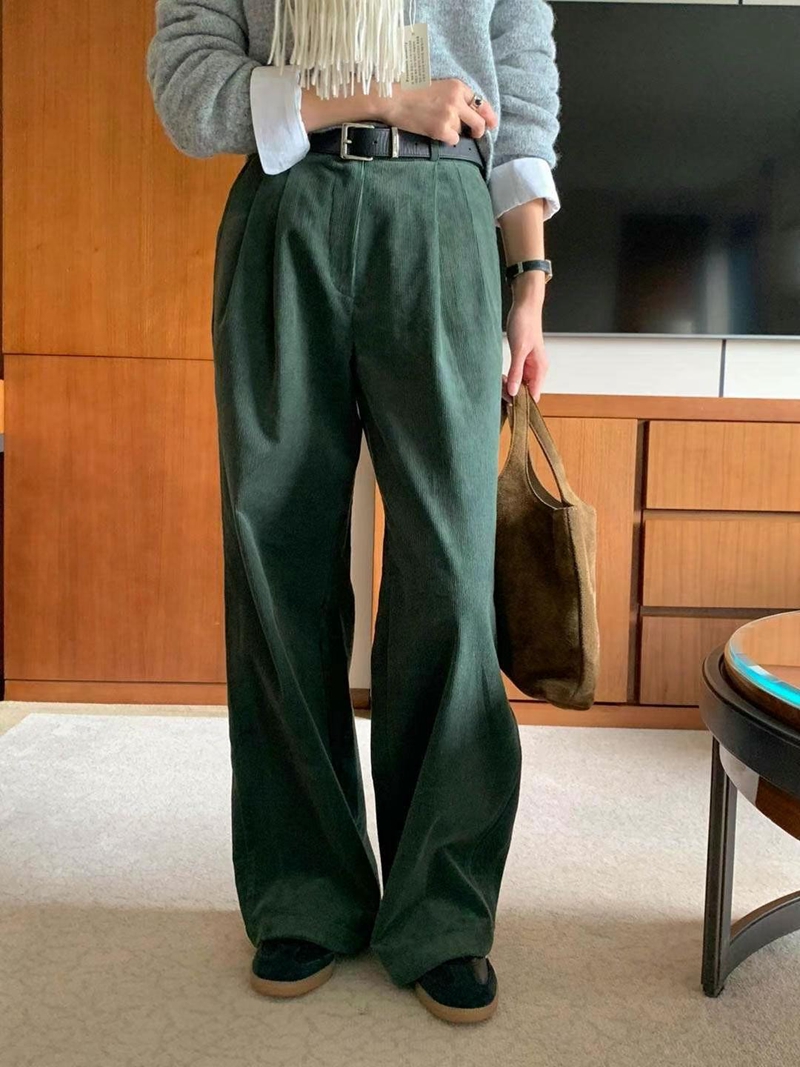 AREING韓國代購女裝新款人氣職業熱賣休閑褲不含腰帶燈芯絨AREING休閑褲圖色3