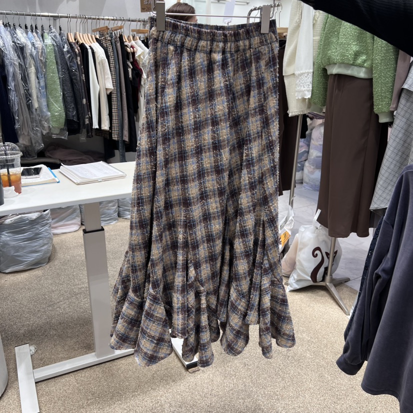 VIRUS東大門代購女士新品24秋夏真品半身裙中短裙格紋半身裙VIRUS半身裙/中短裙