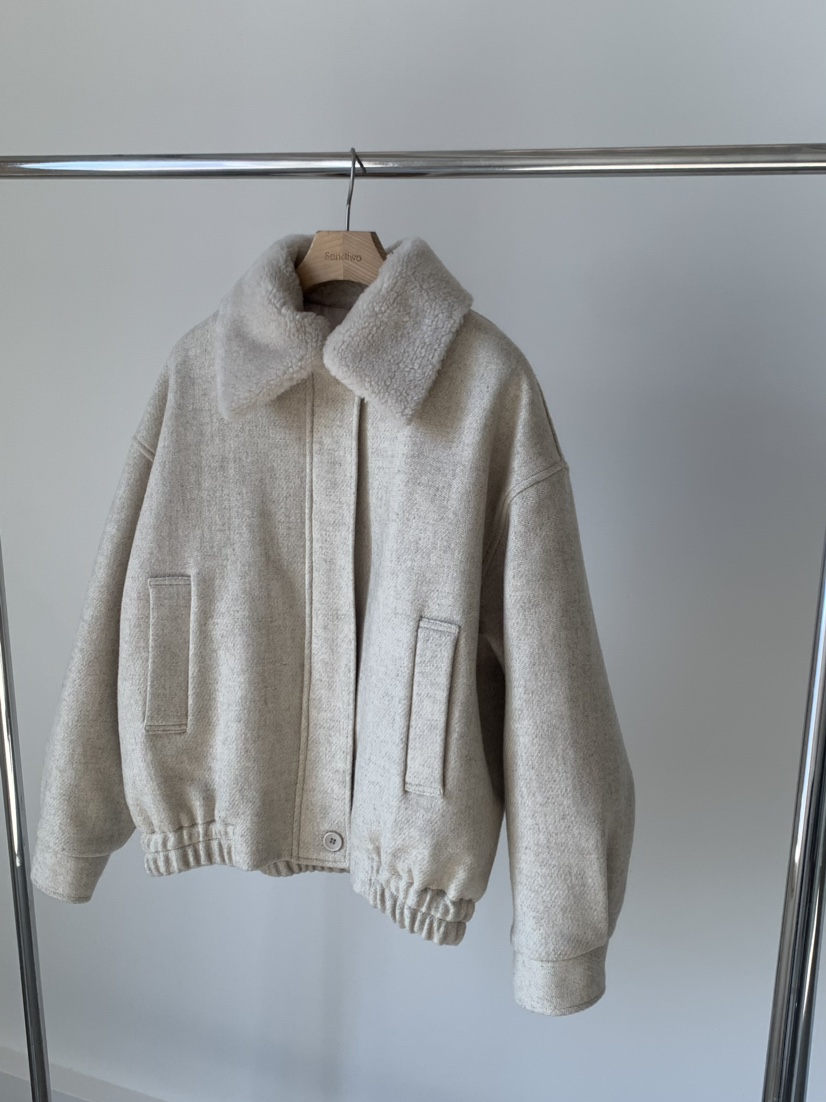 Sendtwo韓國代購女士新款真品人氣推薦時尚24秋夏短款棉服羊毛SENDTWO短款棉服