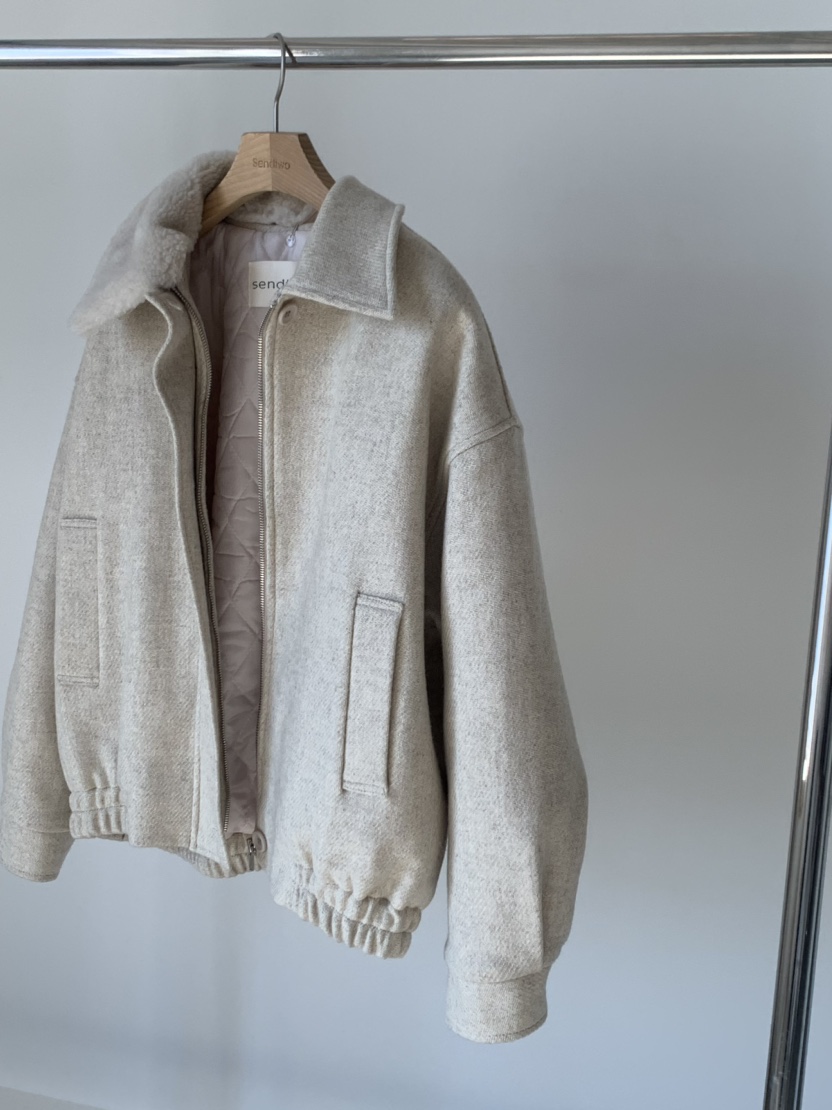 Sendtwo韓國代購女士新款真品人氣推薦時尚24秋夏短款棉服羊毛SENDTWO短款棉服
