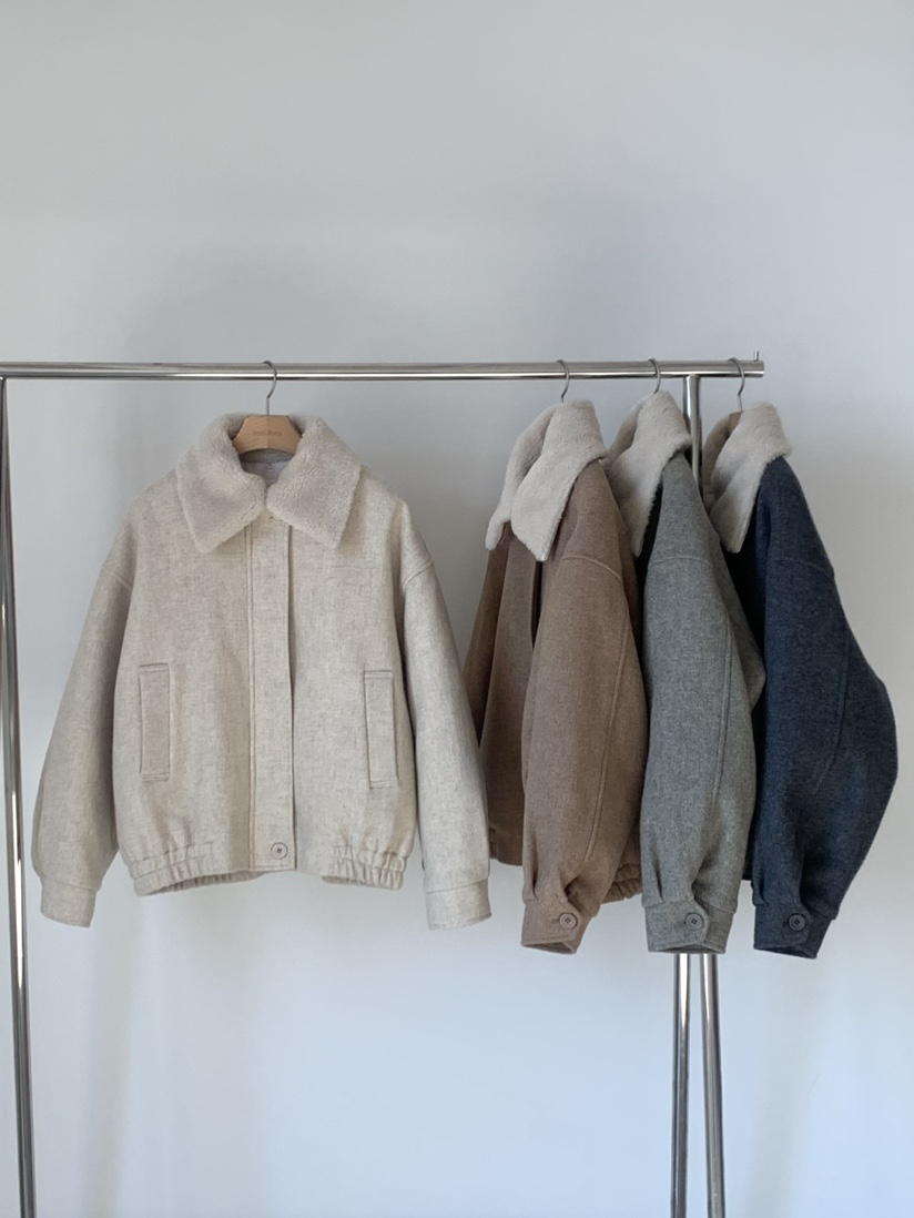 Sendtwo韓國代購女士新款真品人氣推薦時尚24秋夏短款棉服羊毛SENDTWO短款棉服