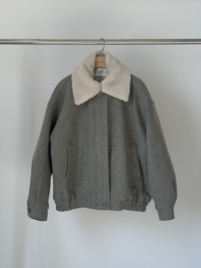 Sendtwo韓國代購女士新款真品人氣推薦時尚24秋夏短款棉服羊毛SENDTWO短款棉服