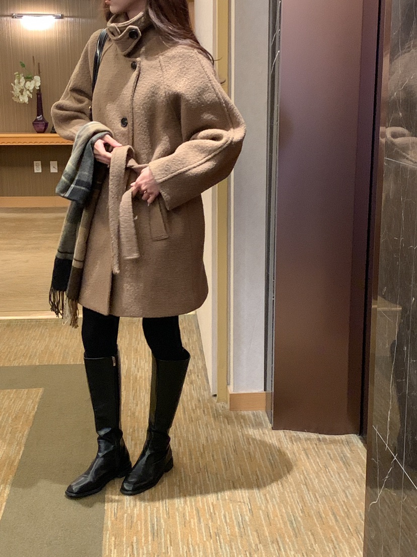 FRILL-T東大門代購女士新品熱賣休閑職業中長款大衣含腰帶FRILL-T中長款大衣