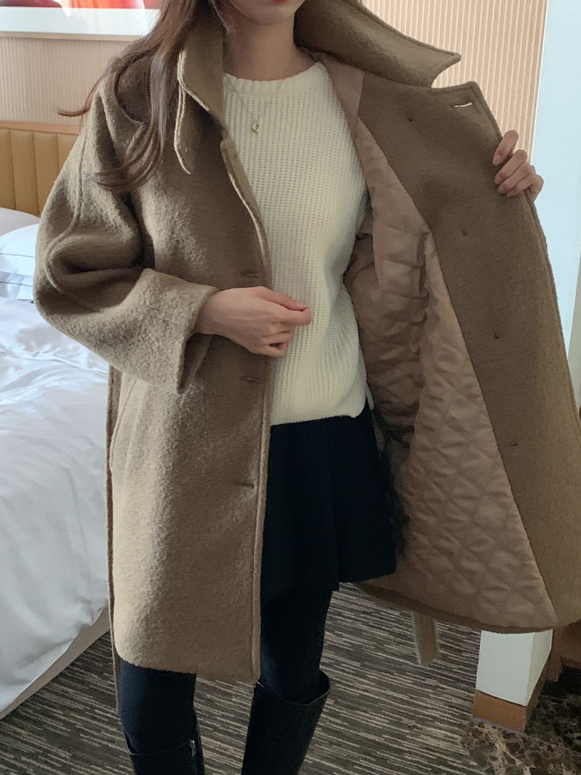 FRILL-T東大門代購女士新品熱賣休閑職業中長款大衣含腰帶FRILL-T中長款大衣