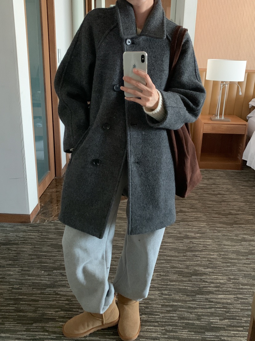 FRILL-T東大門代購女士新品熱賣休閑職業中長款大衣含腰帶FRILL-T中長款大衣