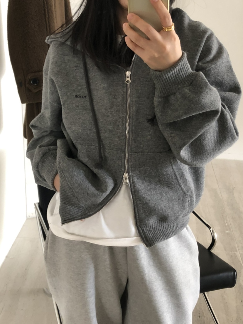 FLOOR東大門實拍女裝新款職業真品休閑時尚推薦衛衣拉鏈連帽DRESS ROOM衛衣