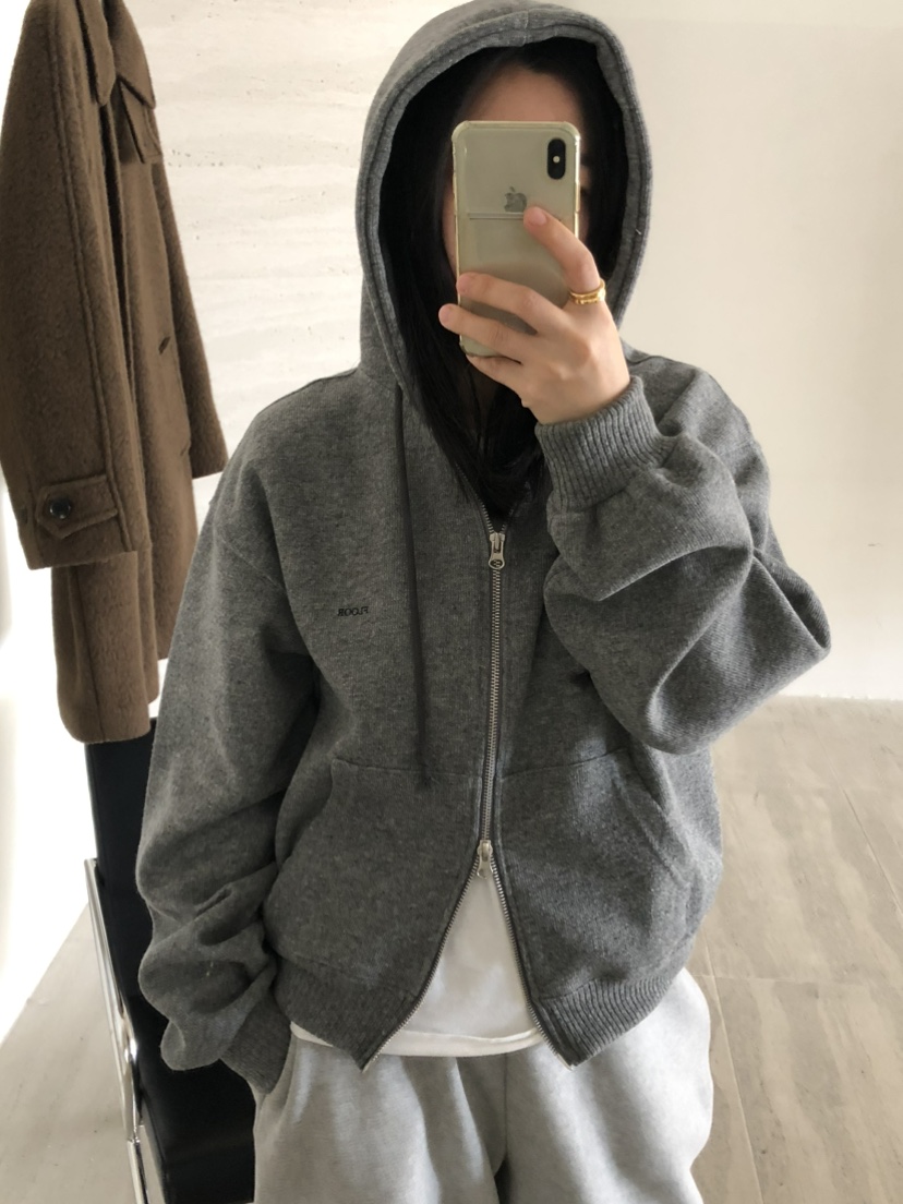 FLOOR東大門實拍女裝新款職業真品休閑時尚推薦衛衣拉鏈連帽DRESS ROOM衛衣