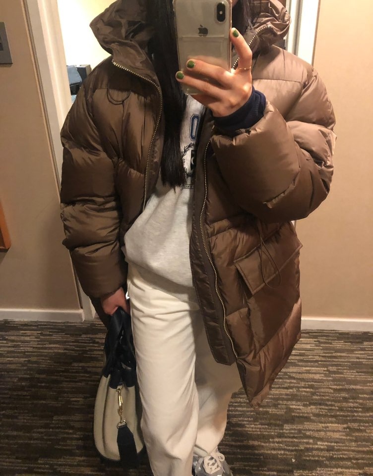 FLOOR東大門直郵女士新款人氣休閑24秋夏熱賣時尚長款羽絨服DRESS ROOM長款羽絨服
