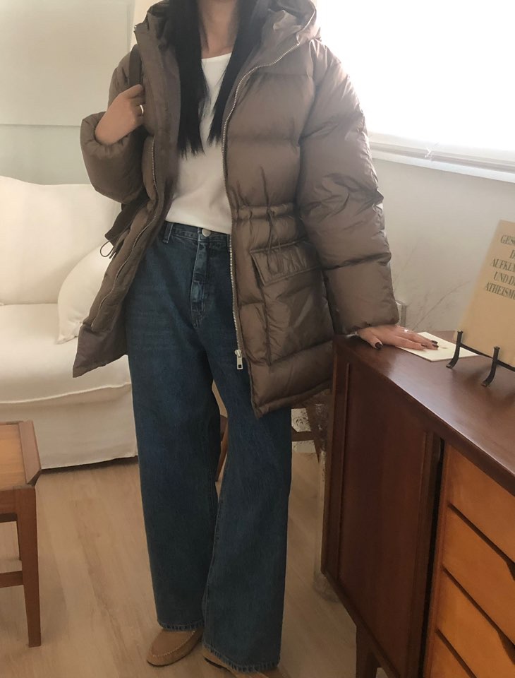 FLOOR東大門直郵女士新款人氣休閑24秋夏熱賣時尚長款羽絨服DRESS ROOM長款羽絨服